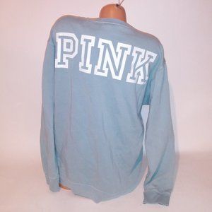 Victoria Secret PINK Sweater Large Blue Pullover Logo Long Sleeve 2016 Collectio